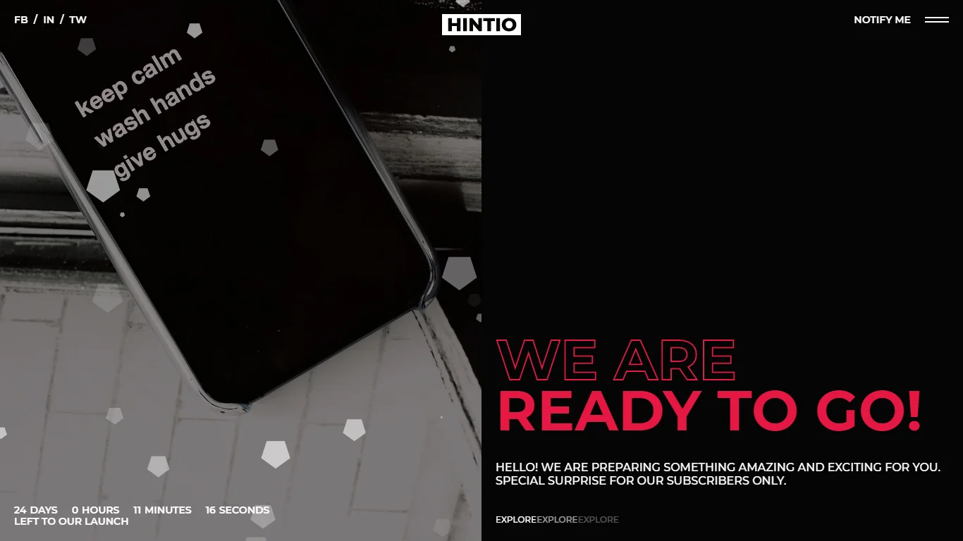 Hintio Coming Soon Template Preview Screen