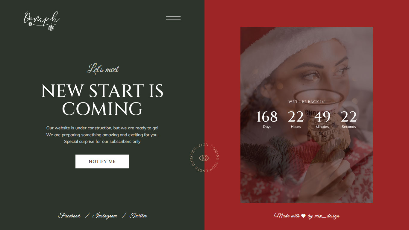 Oomph Coming Soon Template Preview Screen