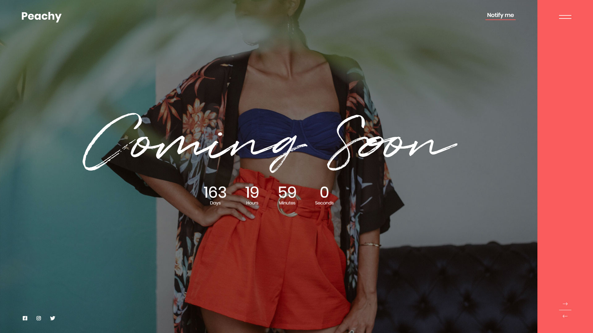 Peachy Coming Soon & Landing Page Template Preview Screen